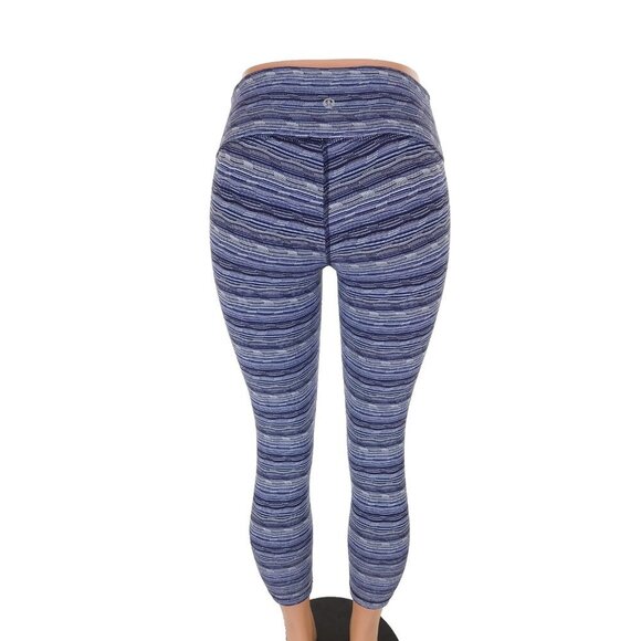 Lululemon Wunder Under Crop III Size 4 Space Dye Twist Sapphire Blue Multi - Picture 4 of 8